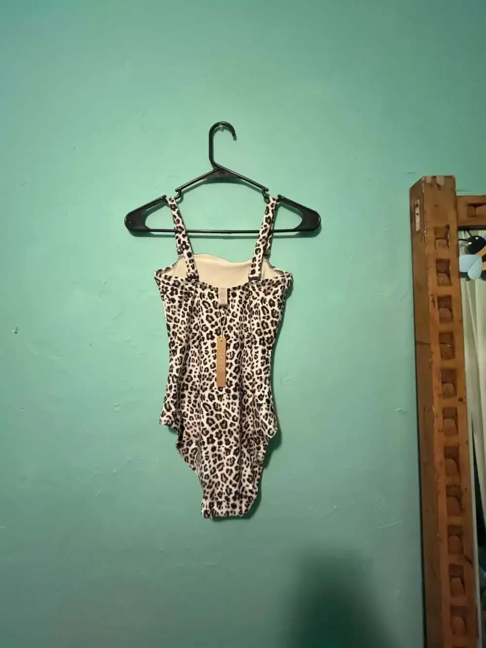 SKIMS Signature Swim Strapless One Piece in Champagne Leopard Print Size M